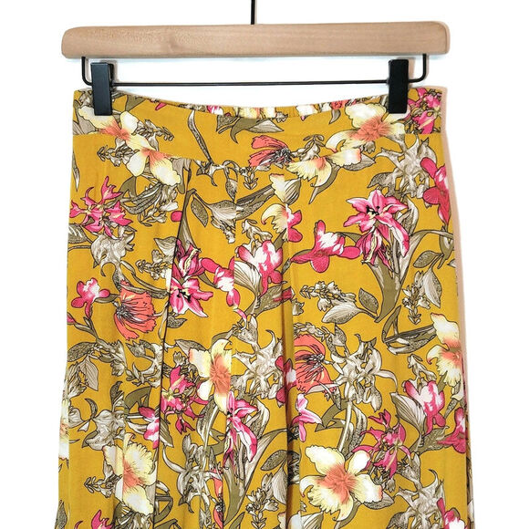 Love Culture Floral Loose Fit Pant Wide Leg Gold Yellow Pink Flowy Summer Boho S - Picture 2 of 14